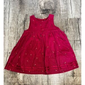 Vintage Mc Kids Toddler Girls Magenta Pink Floral Corduroy Dress Size 2T